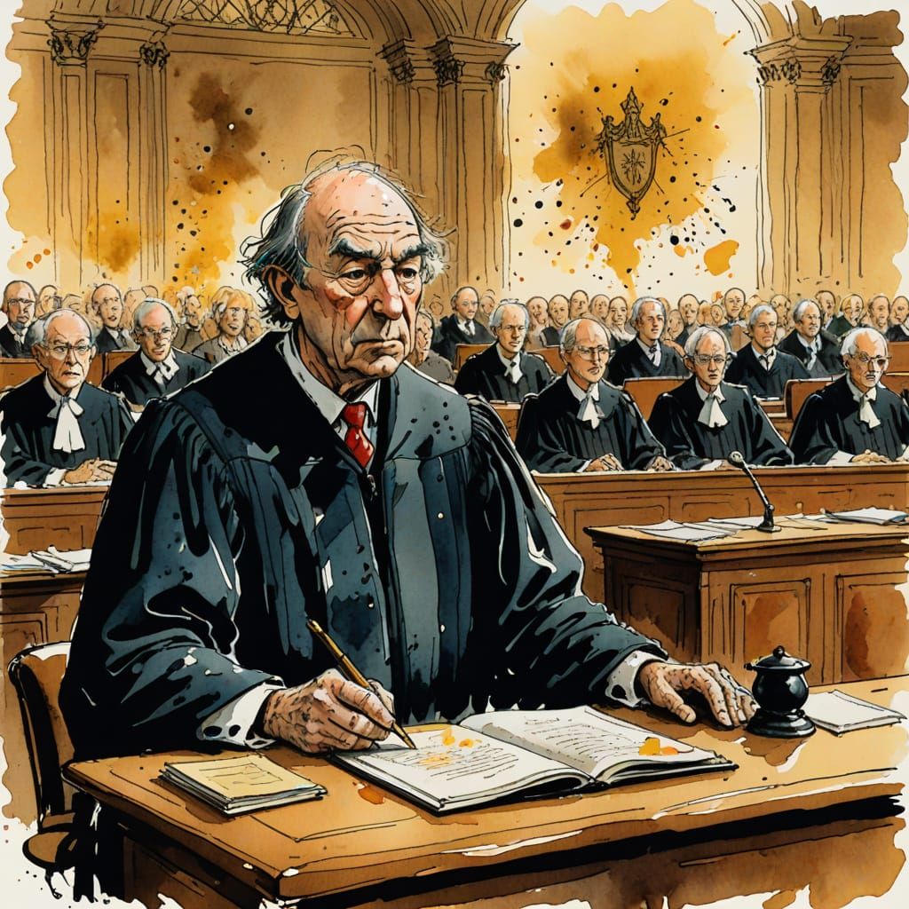 Night Court Judge in Pen and Ink Style