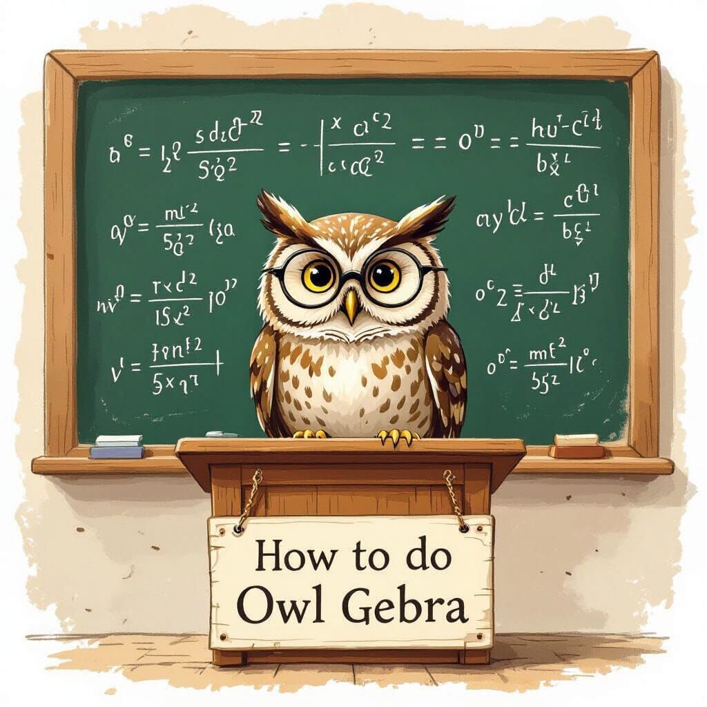 Wise Owl Teacher Explains Algebra Equations