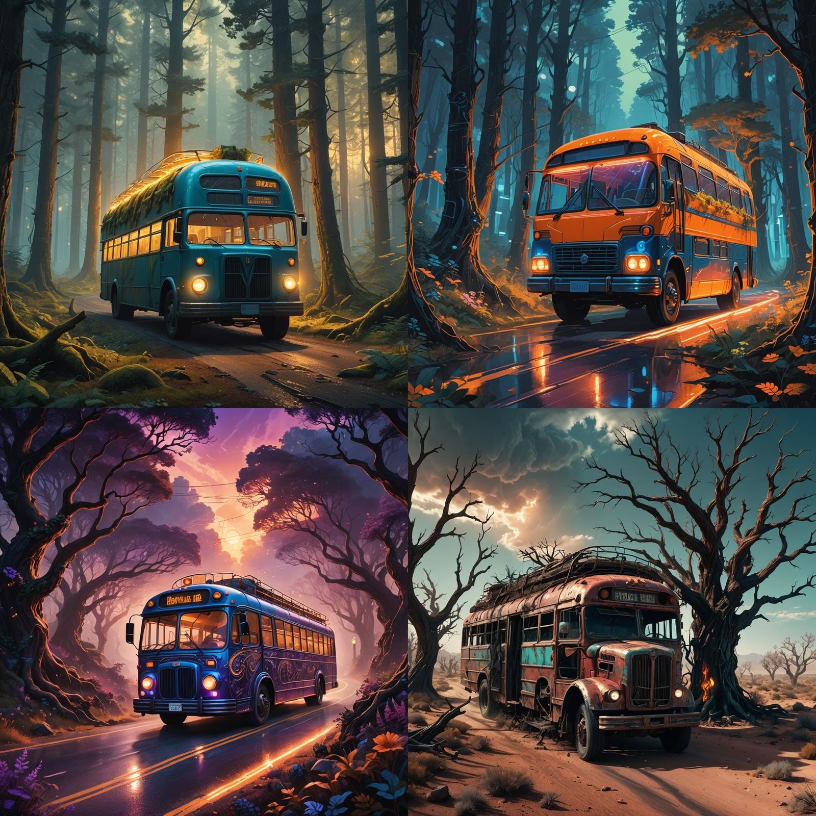 Fantastical Bus in Detailed Matte Painting