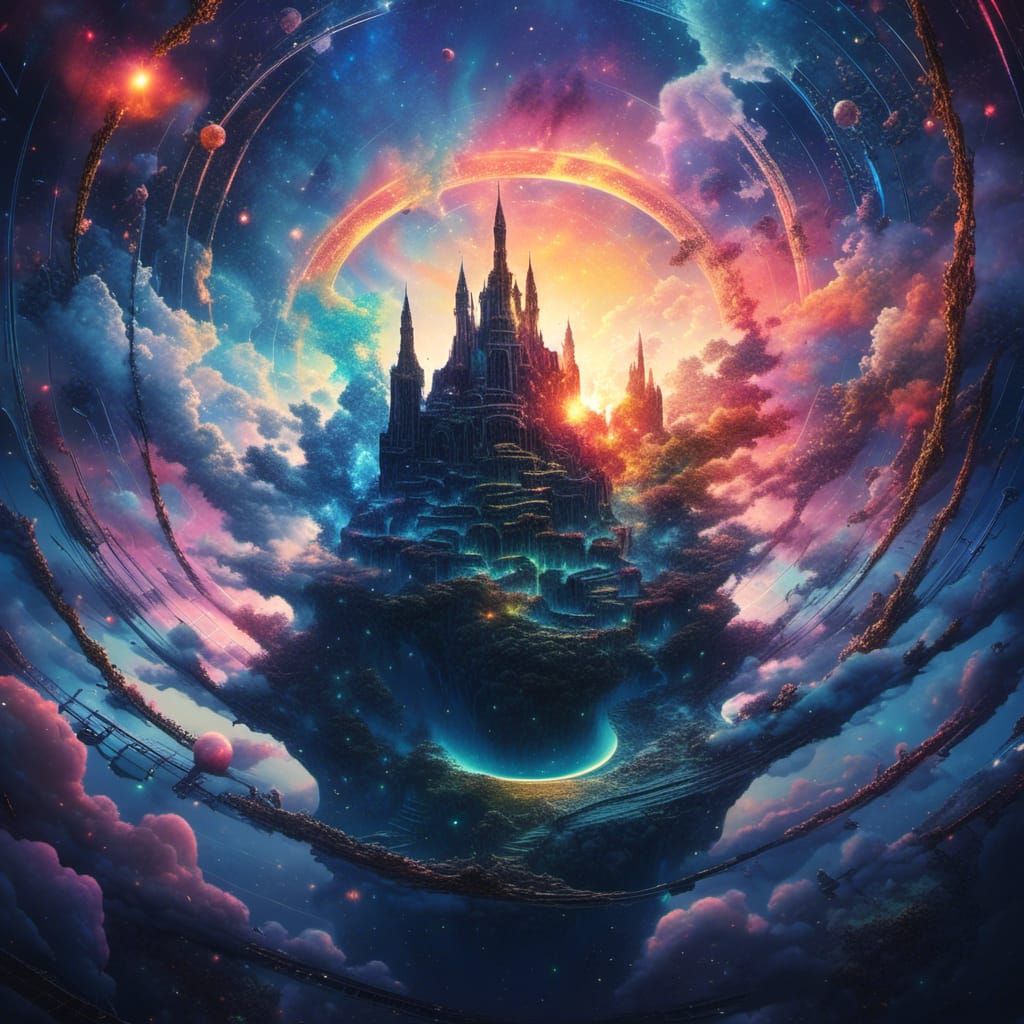 Galaxy Music Notes Double Exposure in Alcohol Ink