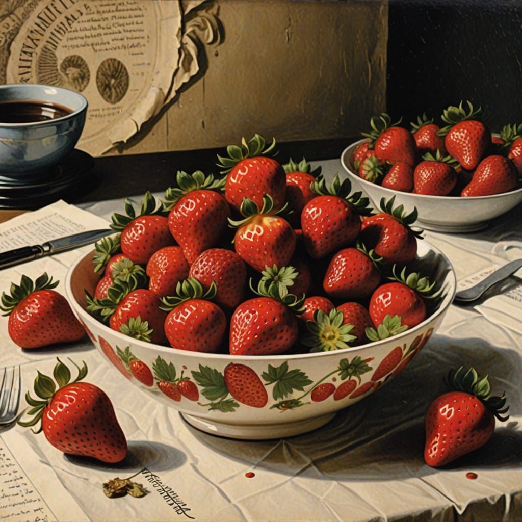 Strawberries in Dadaism Style Anti-War Image