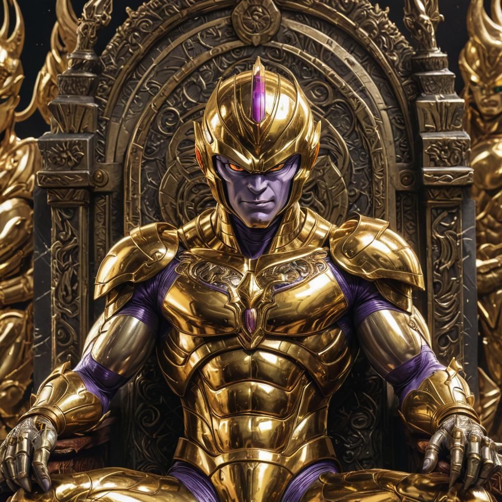 Golden Frieza Throne Portrait in Comic Book Style