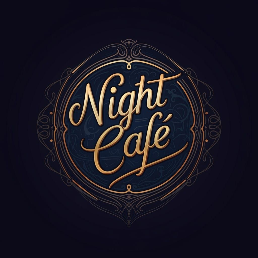 Elegant 'Night Cafe' Calligraphy in Art Nouveau Style