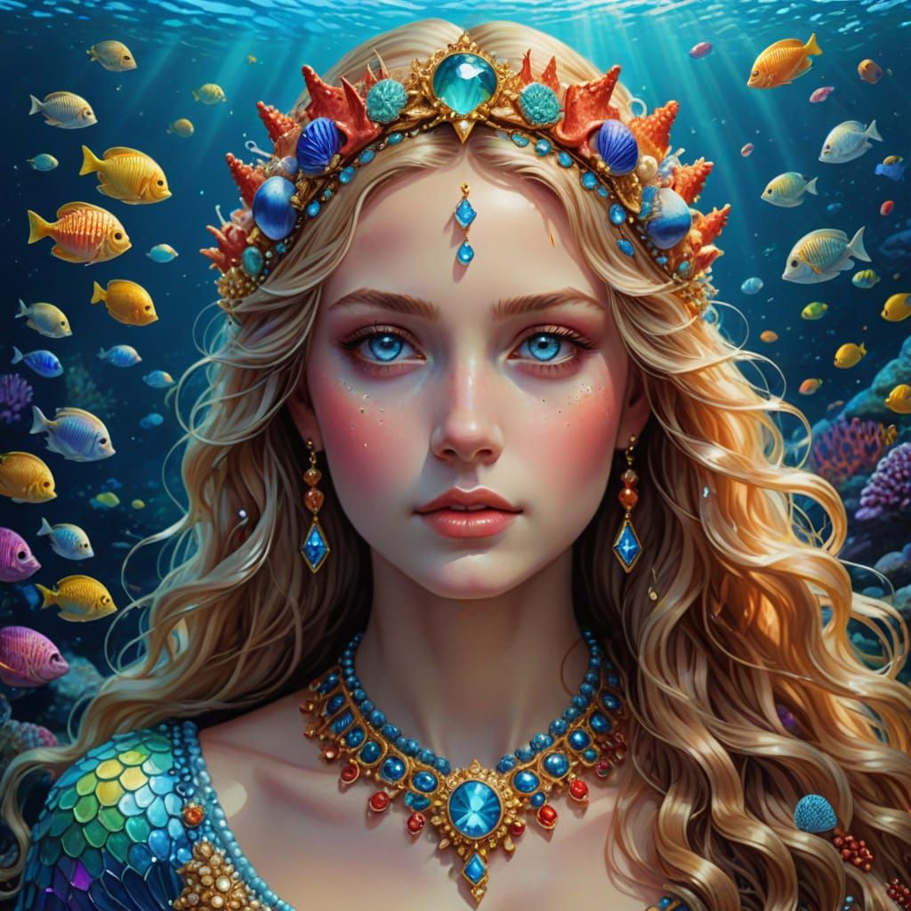 Menippe, Nereid Goddess in Opulent Seascape