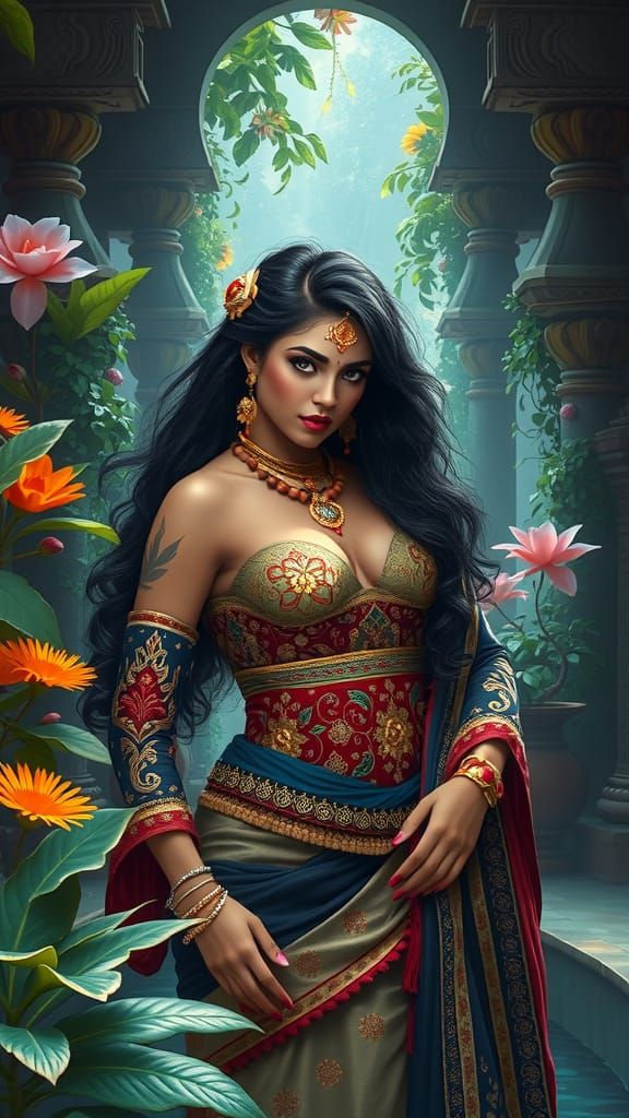 Curvy Turkish-Indian Temptress in Eastern Fantasy Realm
