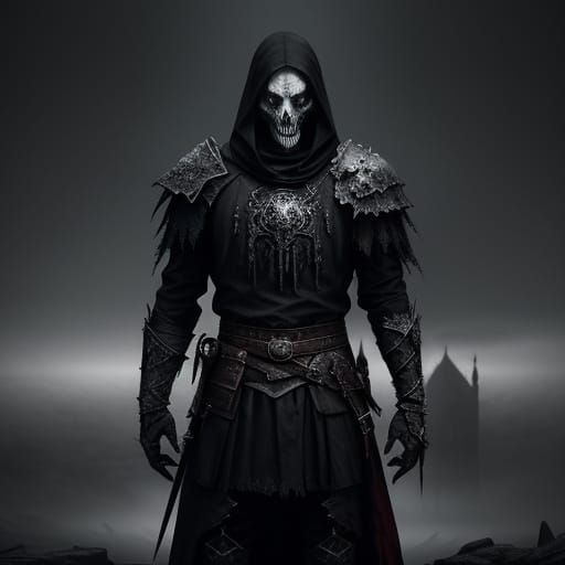 Battle-Worn Warrior in a Gothic Dark Fantasy Landscape