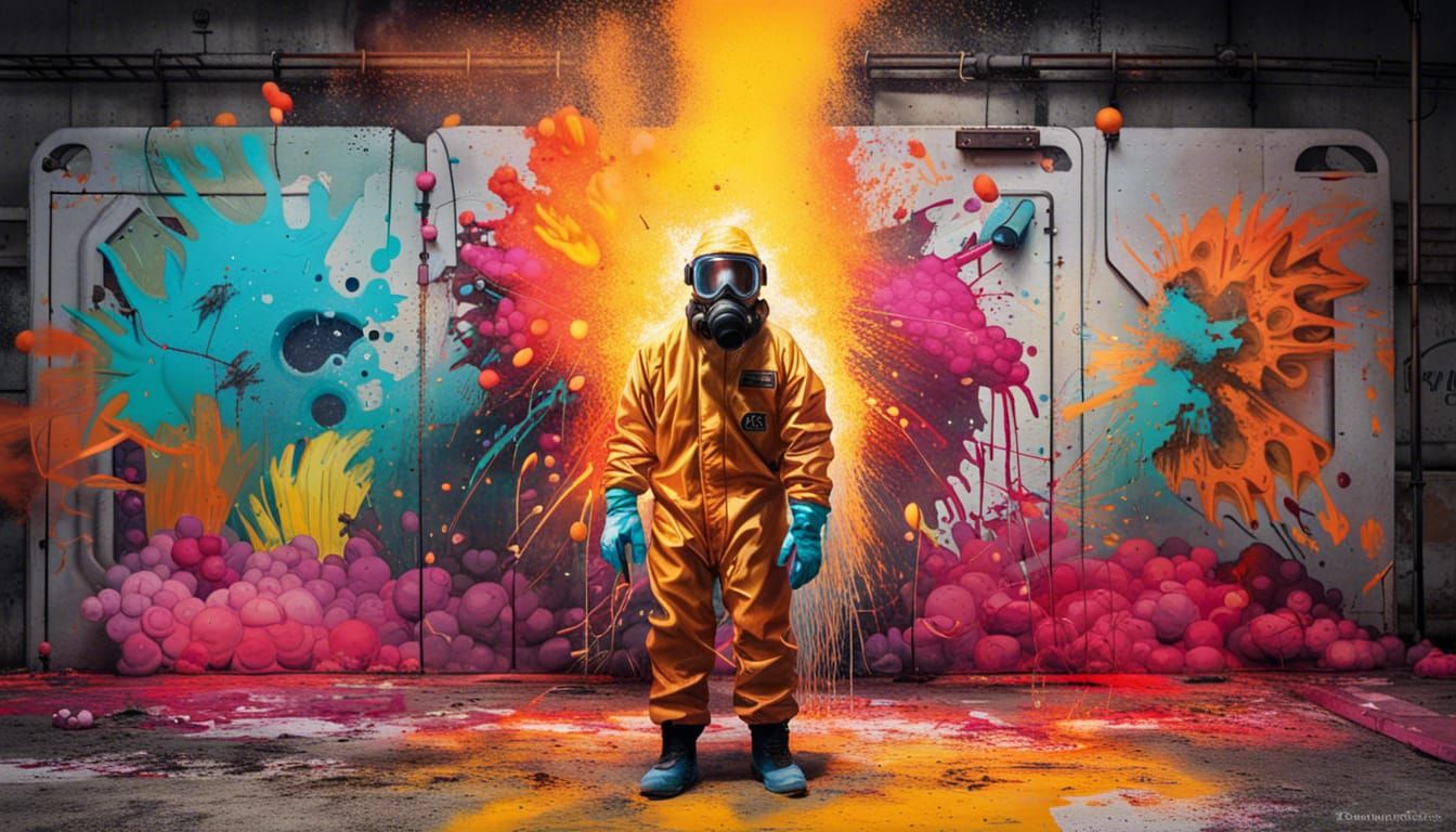 Hazmat Suit Graffiti Art Outside Nuclear Reactor