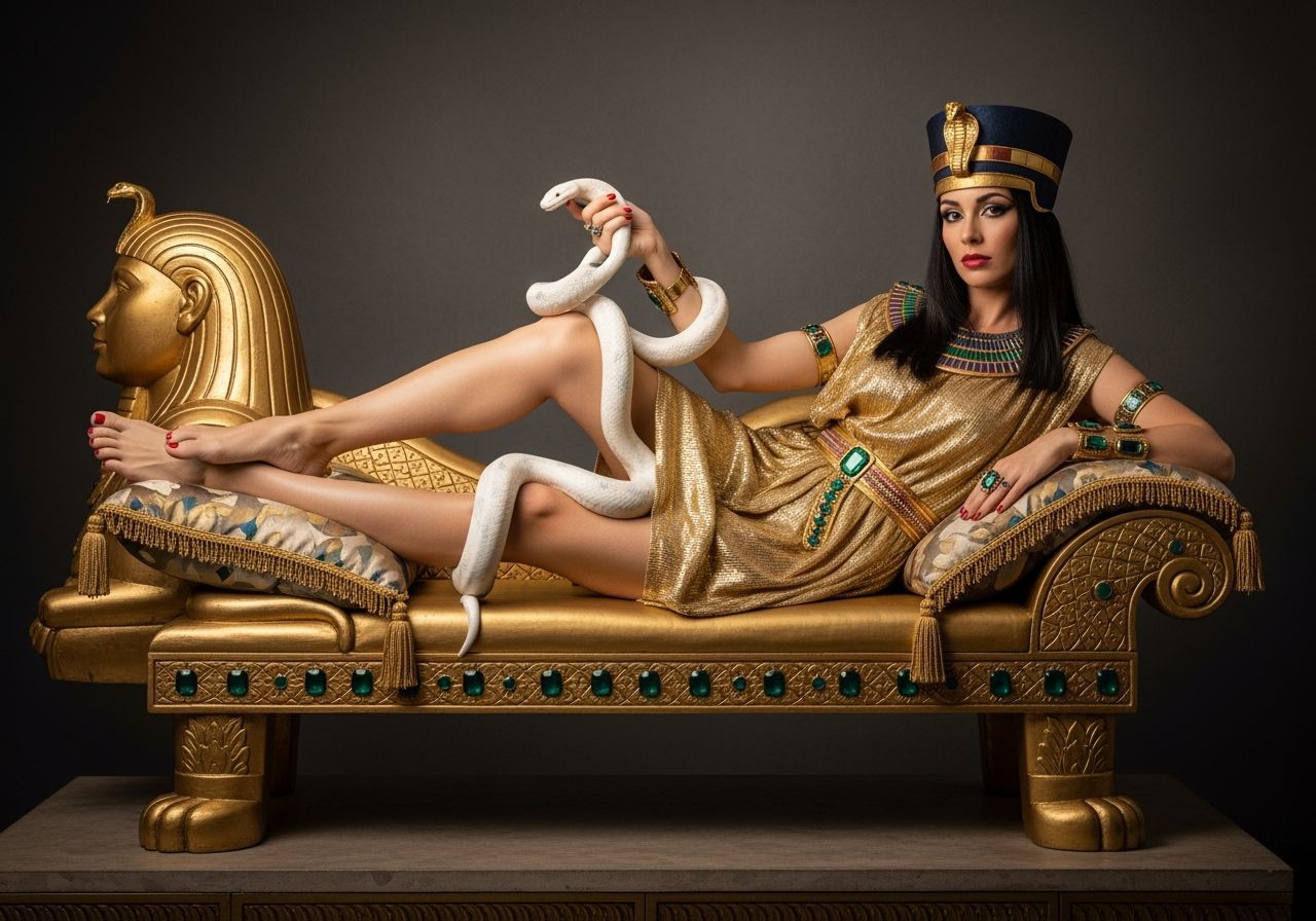 Egyptian Queen Lounging Seductively, Inspired by Michelangel...