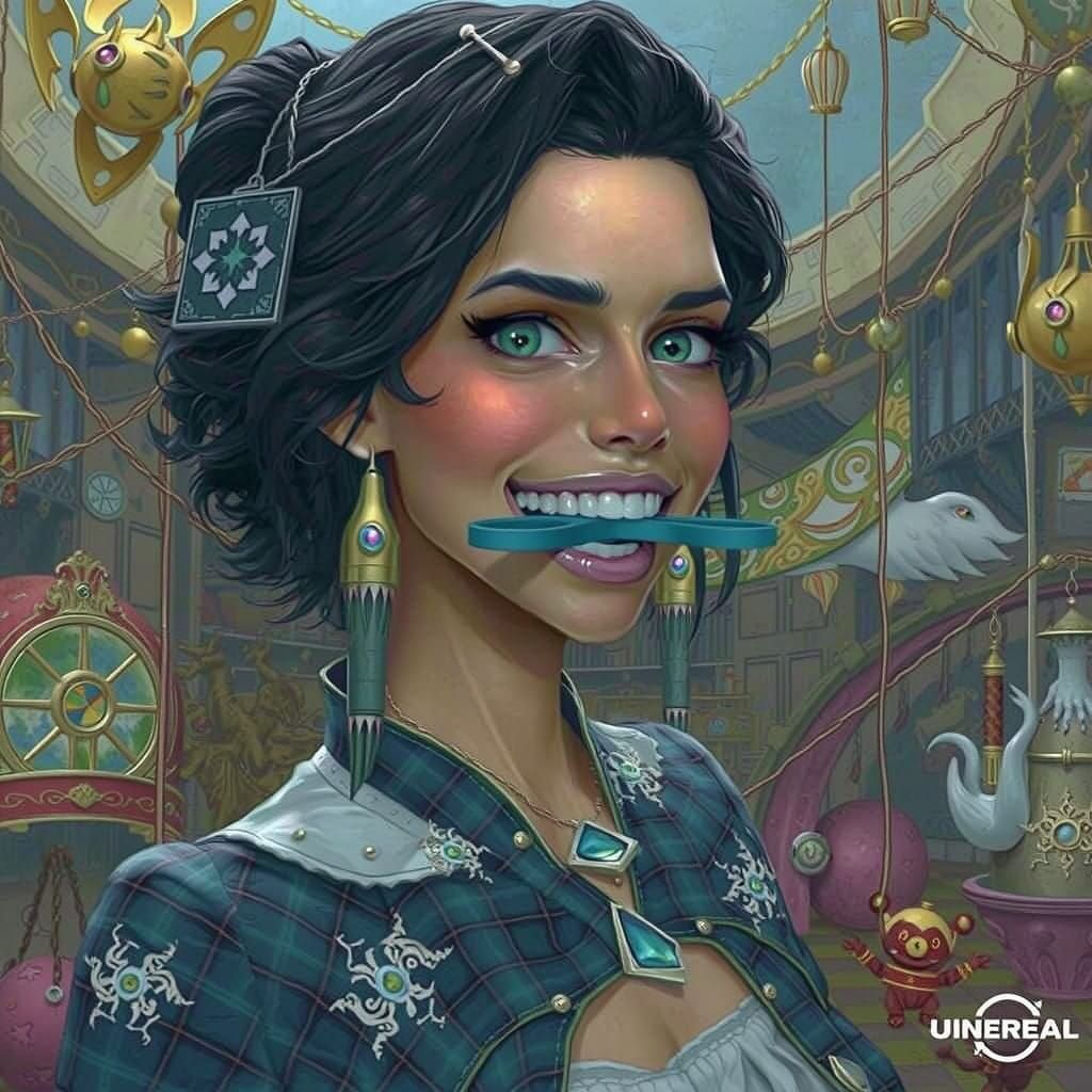 Fantasy Figure Struggles with Futuristic Implant