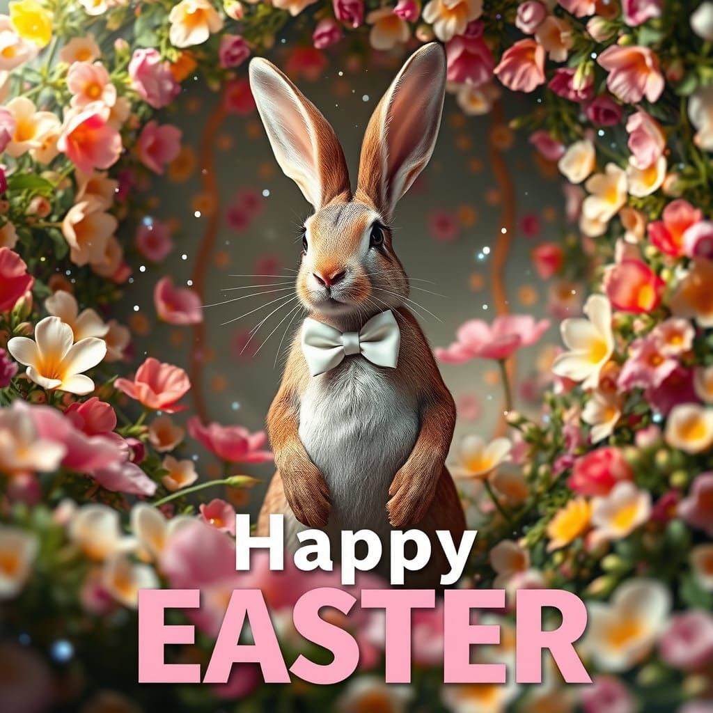 Elegant Easter Bunny in Quantum Bloom, High Fashion