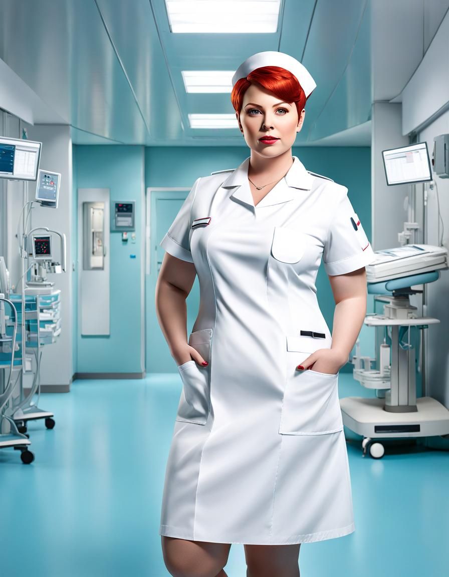 Hyperdetailed Nurse Portrait in ICU, Pop Art Style