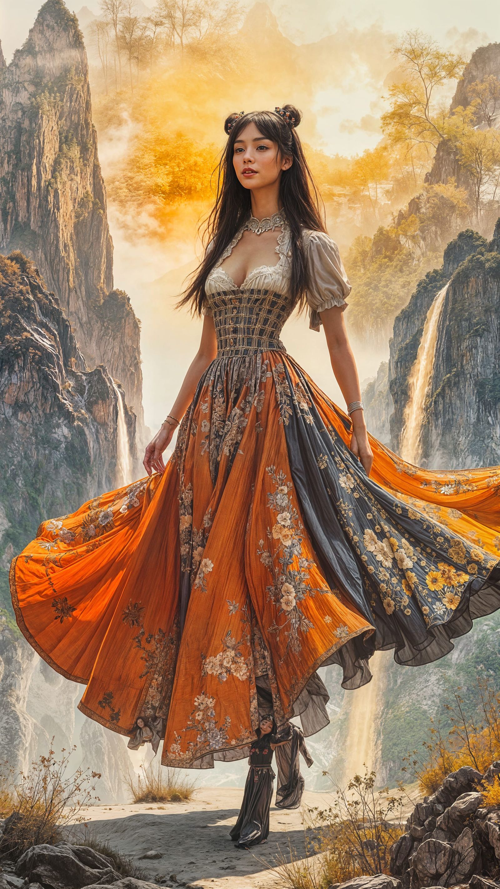 Joyful Woman in Dirndl by Five-Color Lake