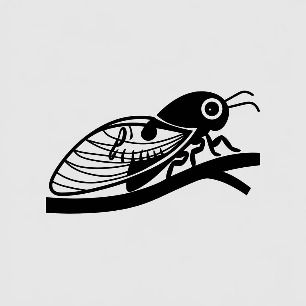Cicada Skull Vector Logo on Branch