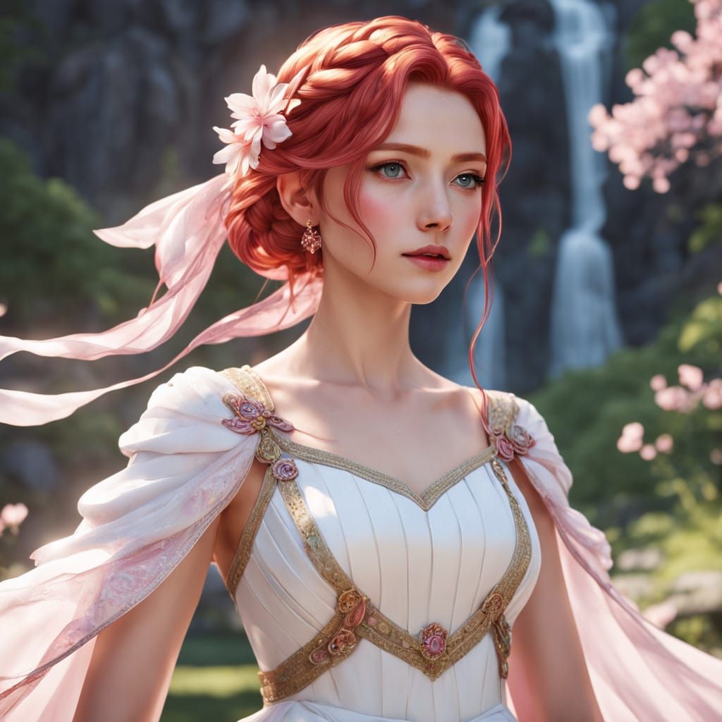 Ethereal Goddess in Whimsical Anime Style