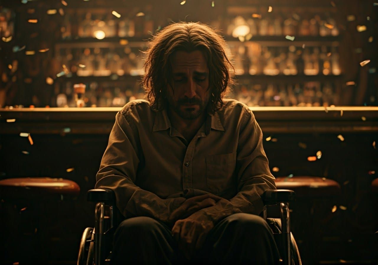 Man Lost in Sorrow Amidst Celebratory Chaos