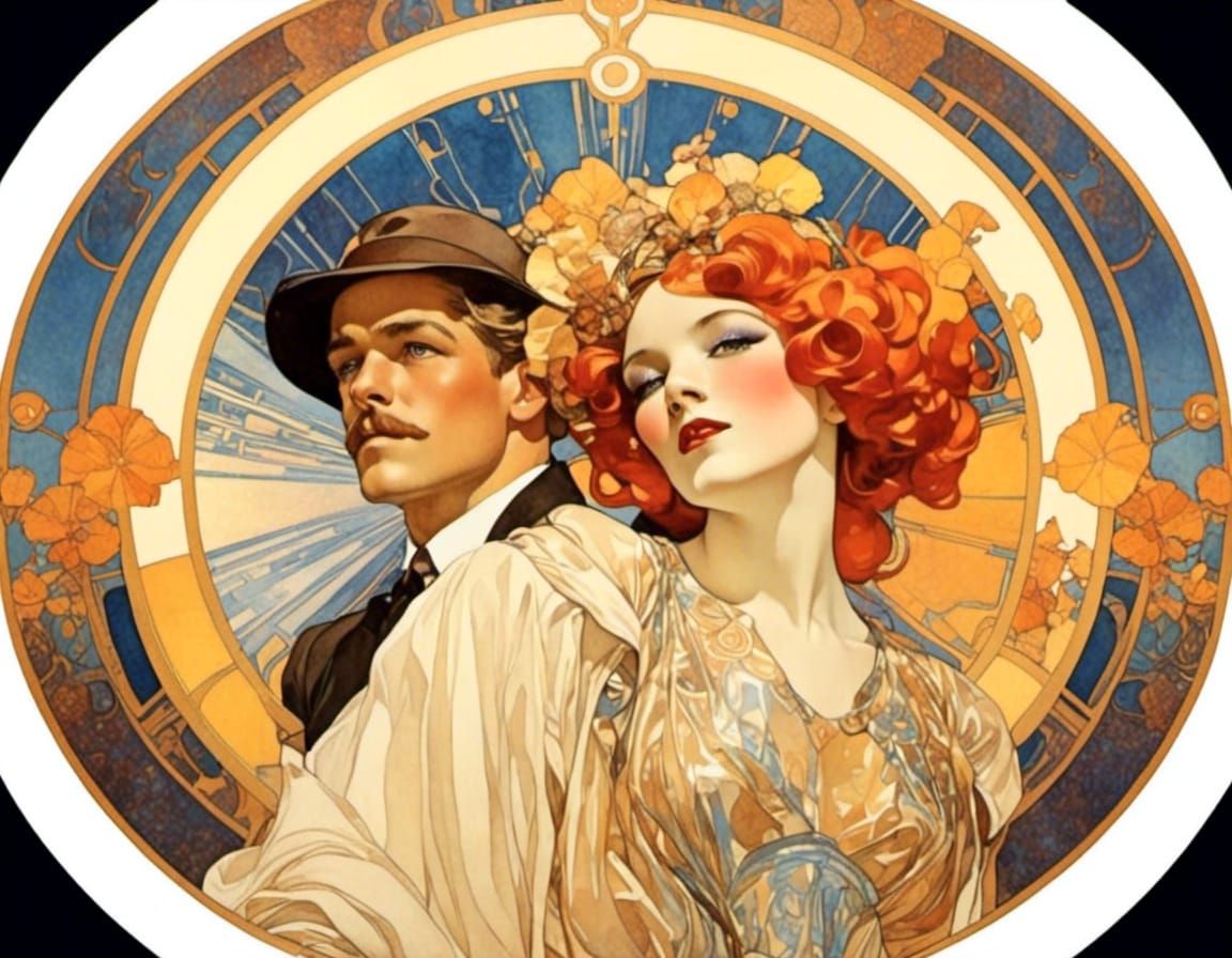 Psychedelic Art Nouveau Illustration in Golden Age Style