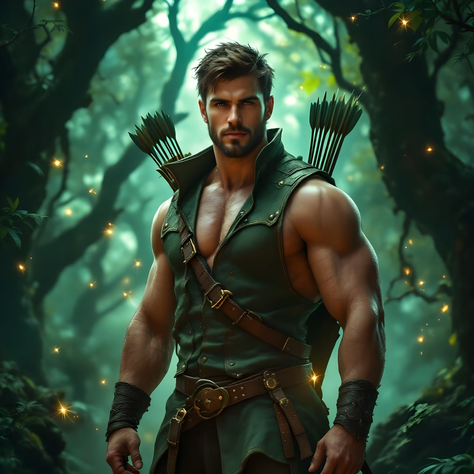Handsome Archer in Mysterious Green Forest