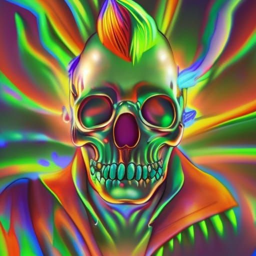 Hipster Skeleton Portrait in Vintage Anime Style