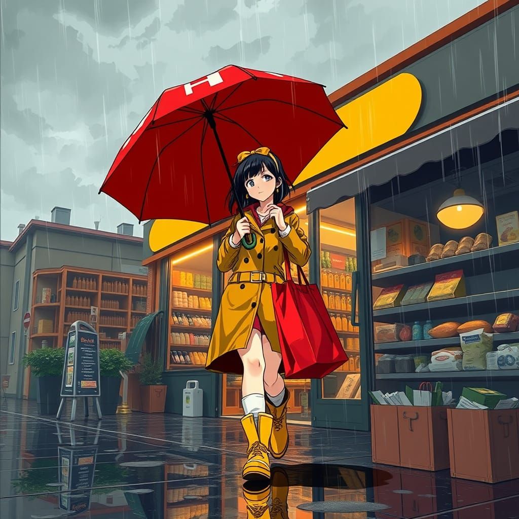 Italian Girl in Raincoat: Anime-Inspired Manga Scene