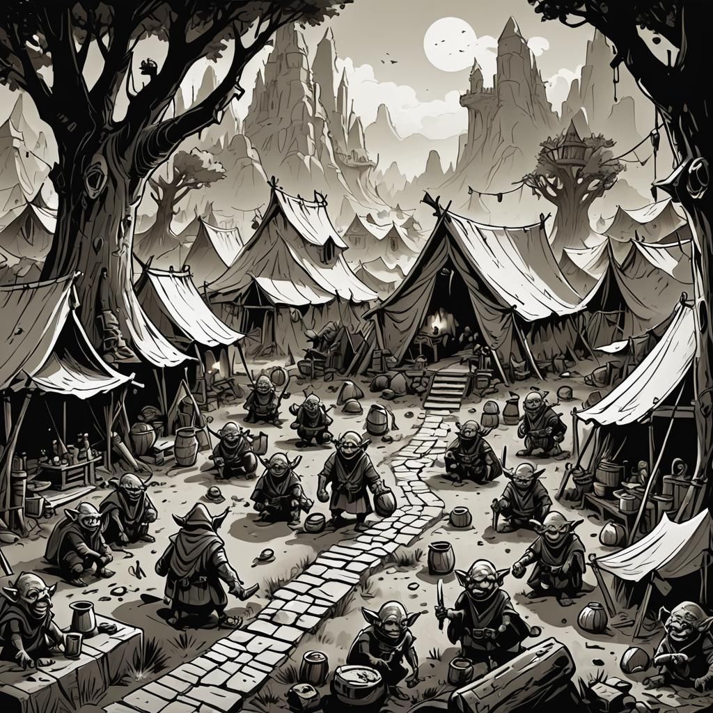 Goblin Camp Storyboard in D&D Style