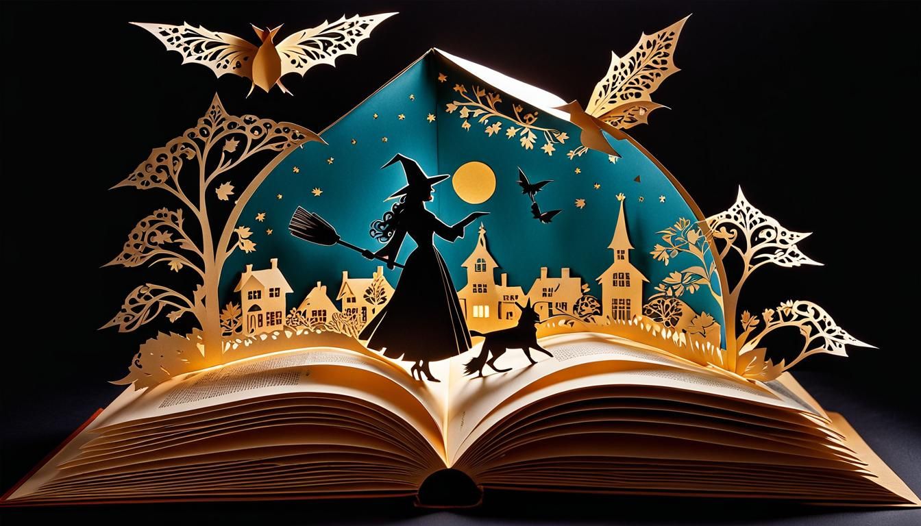 Witch Raking Leaves: Polish Folk Art Style