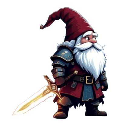 Ghostly Gnome Warrior Guarding Pixelated Castle