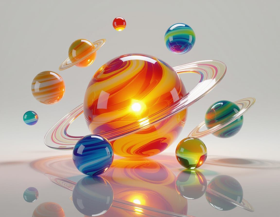 Vivid Glossy Glass Solar System in 4K HD