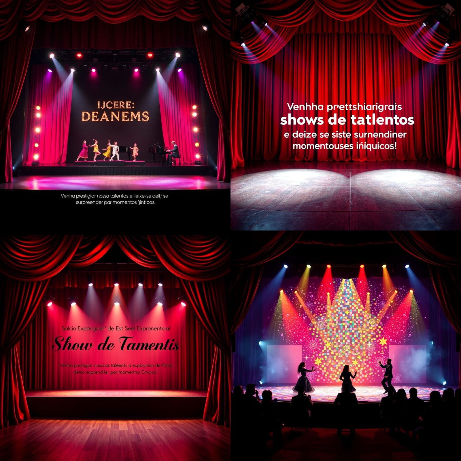 Talent Show Invitation with Stage and Vibrant Lights