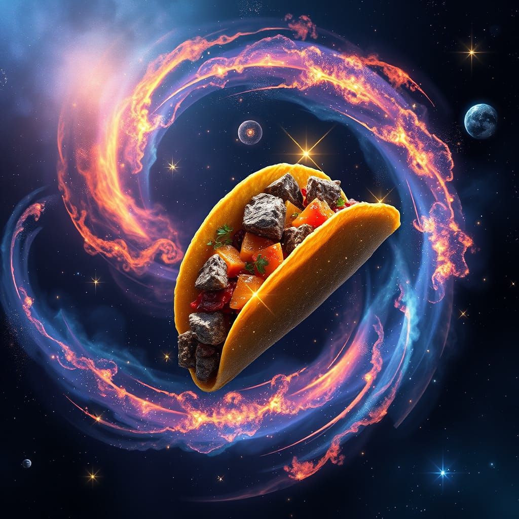 Cosmic Taco in Shimmering Space Nebulae