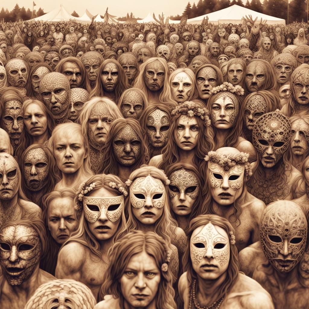 Sepia Pagan Midsommar Masquerade Art Illusion