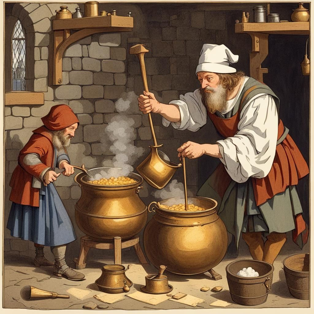 Alchemist Demonstrates Gold Transmutation to Spectators