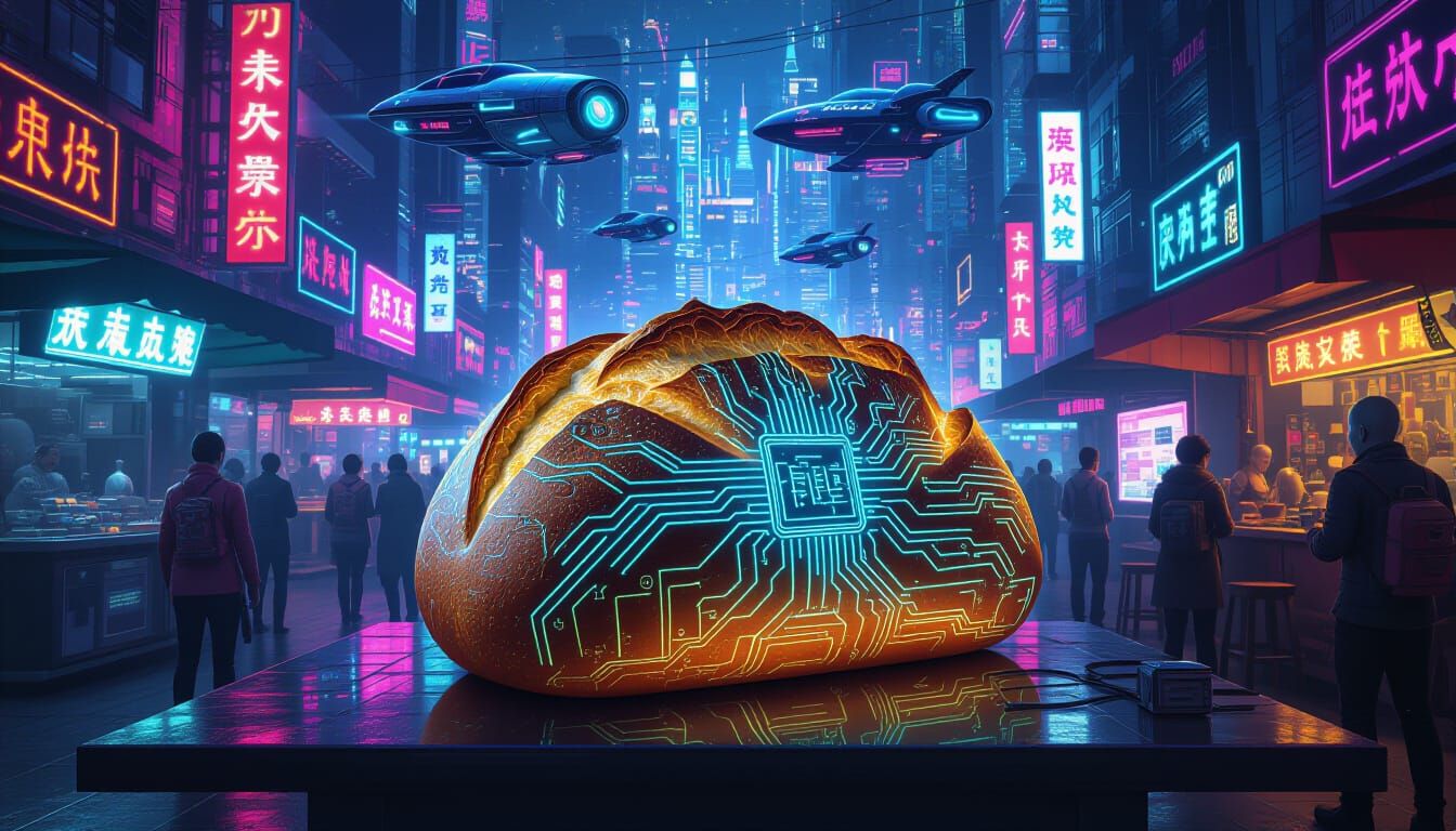 Regal Bread Loaf in Cyberpunk Market