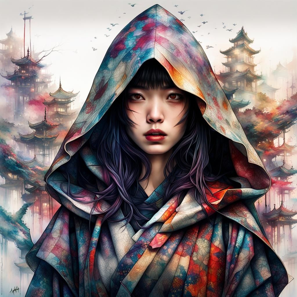 Cinematic Japanese Woman in Dark Fantasy Style