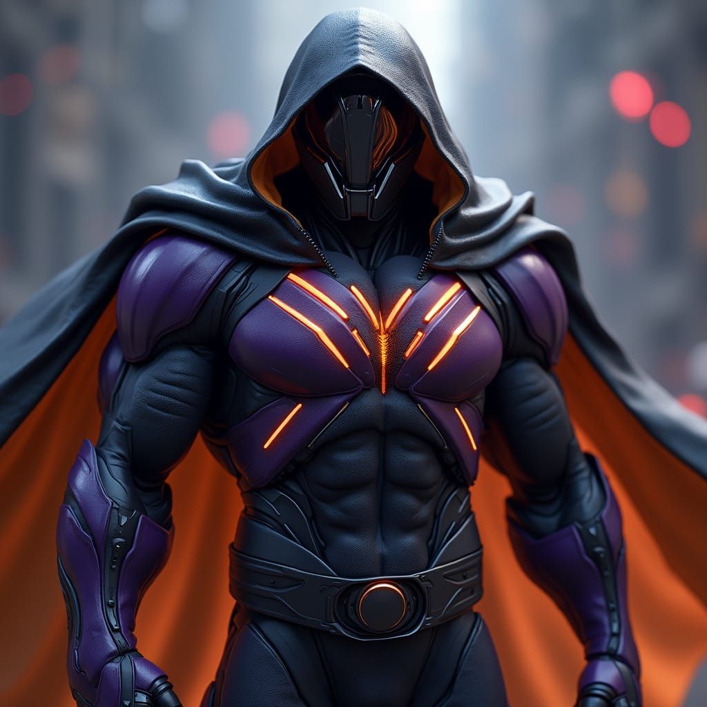 Cyberpunk Superhero Leaps into Action