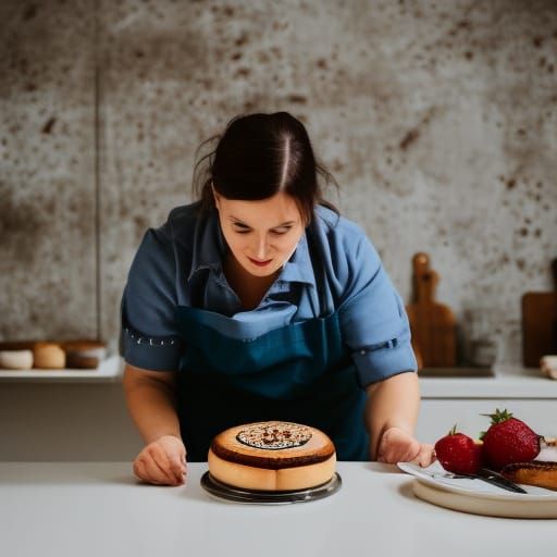 Pastry Chef Cooking in Shabby Chic Kitchen