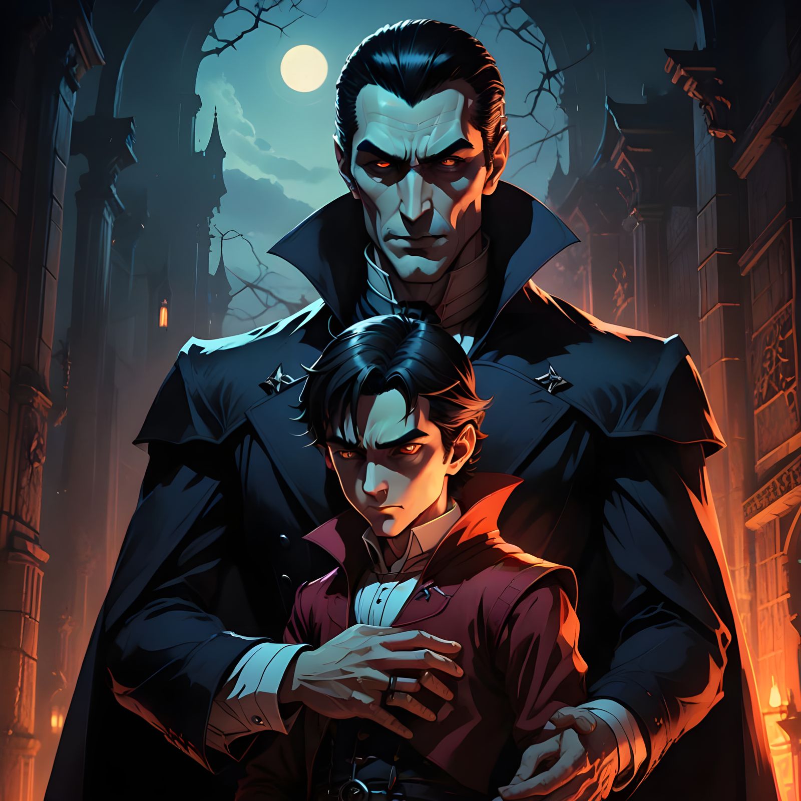 Vampire Lord in Despair, in Cel-Shaded Anime Style