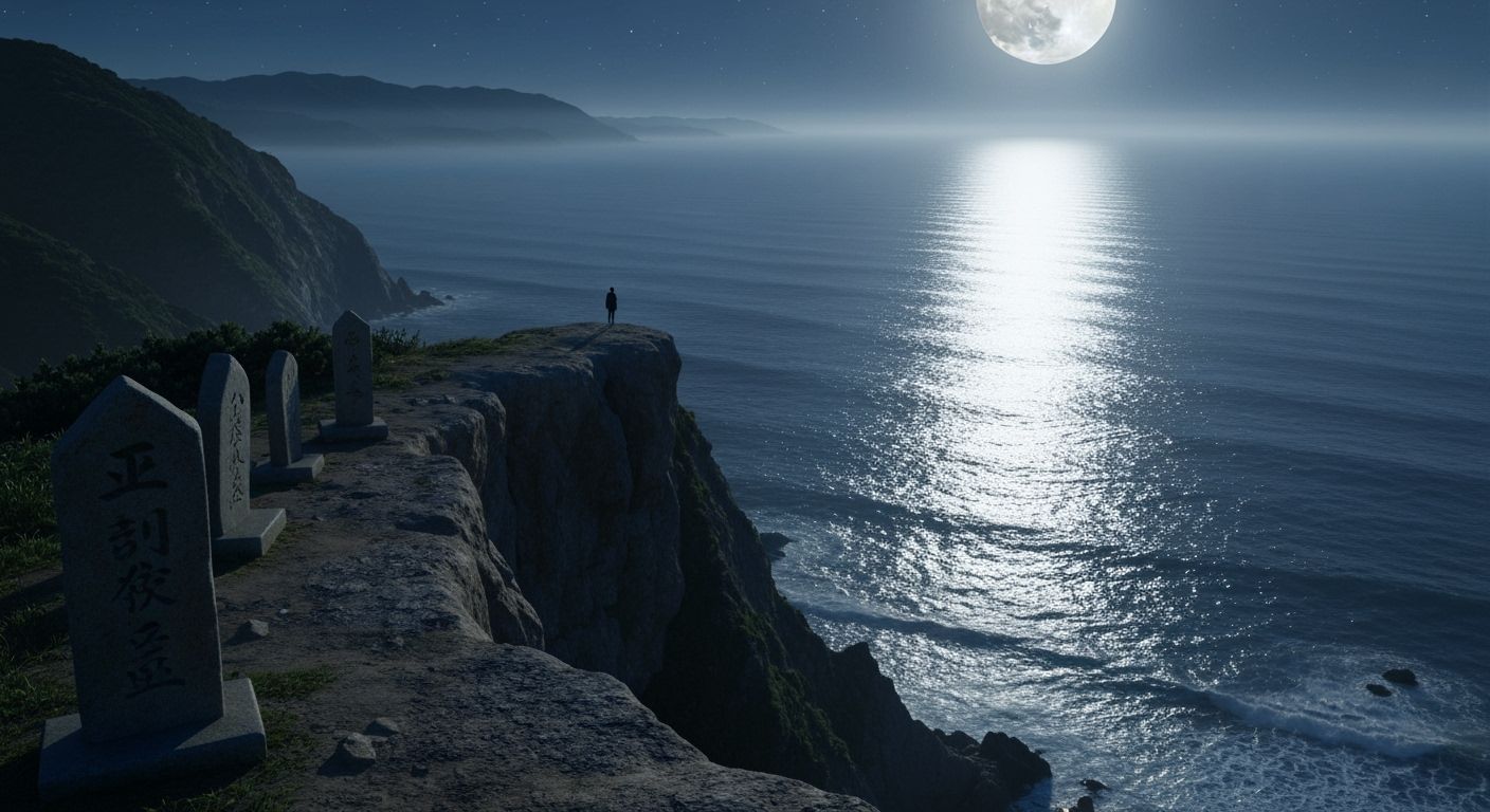 Moonlit Sea: A Dreamlike Japanese Myth in Cinematic Style