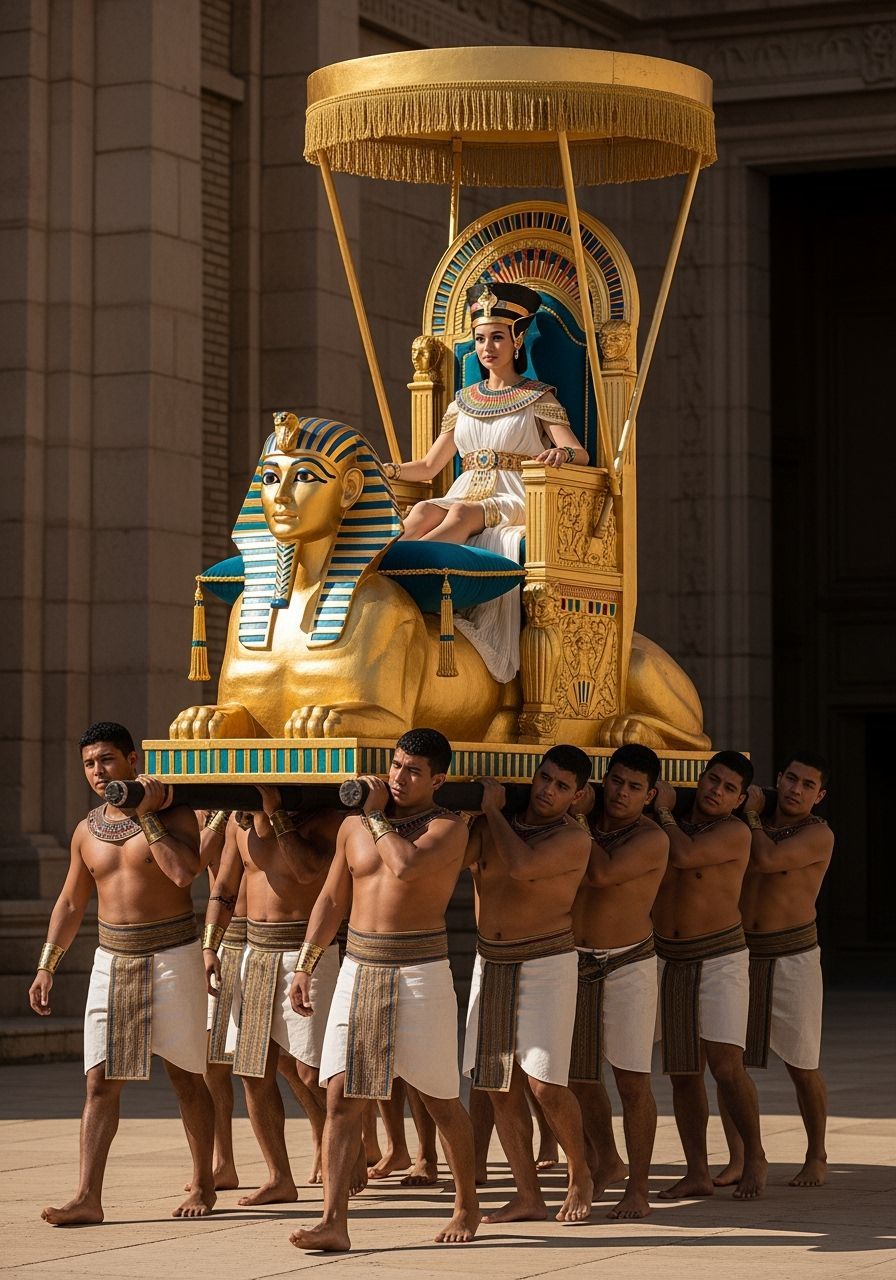 Egyptian Queen on Golden Throne: Professional Photography