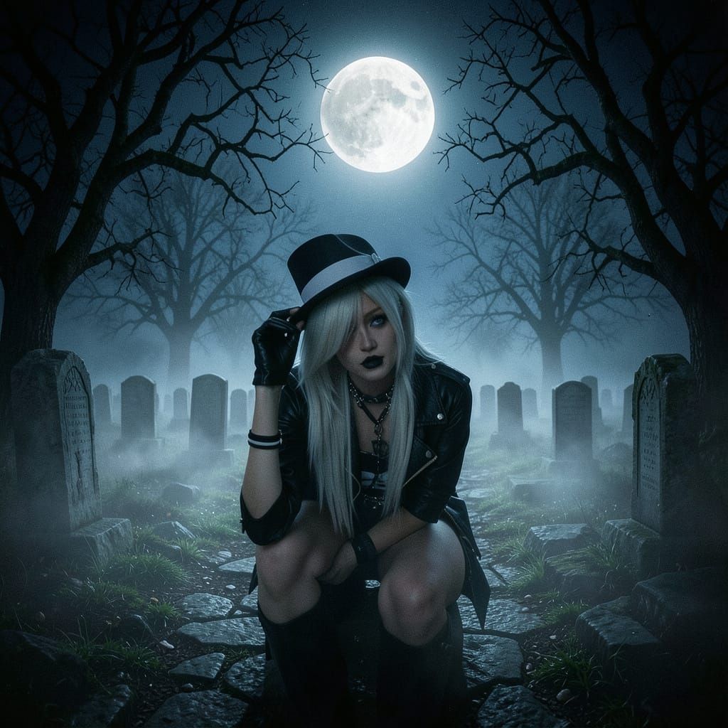 Eerie Graveyard at Midnight Cinematic Film Still