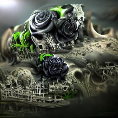 Spooky Skull and Rose Beauty in Matte Painting