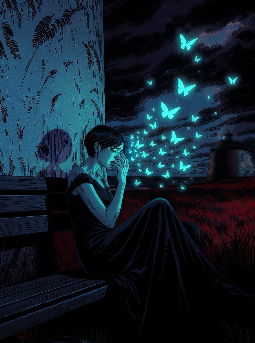 Max Caulfield Crying by Lighthouse, Graphic Novel Style