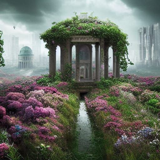 Overgrown City: A Dramatic Digital Painting