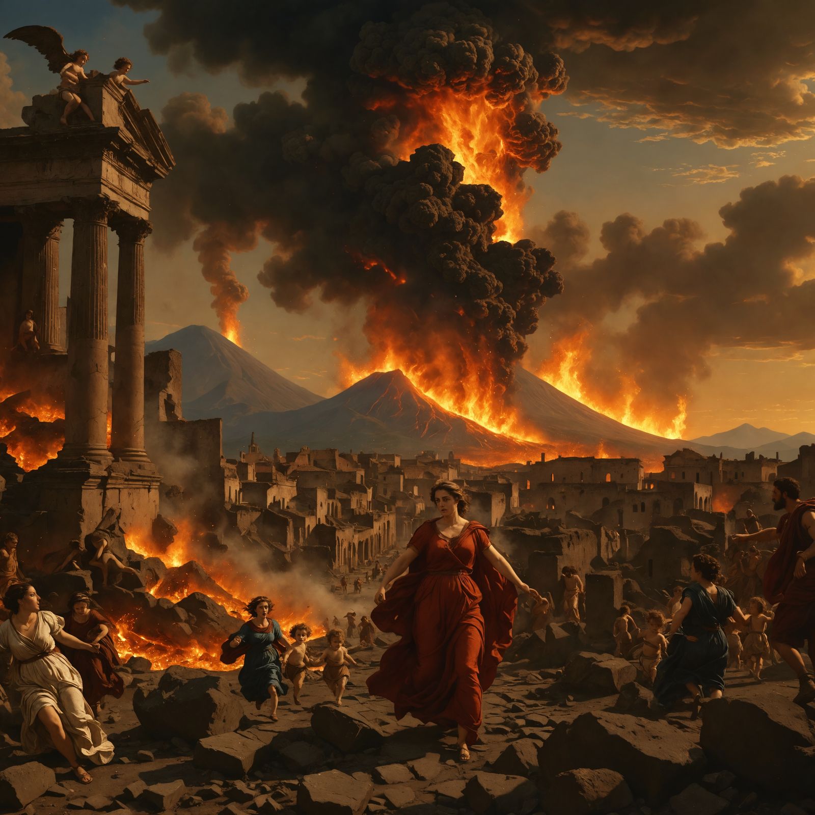 Pompeii Eruption: Mother and Child in Renaissance Style