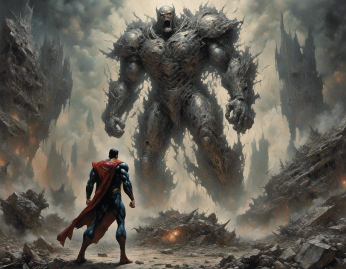 Superman vs Doomsday in Futuristic Bone Armor