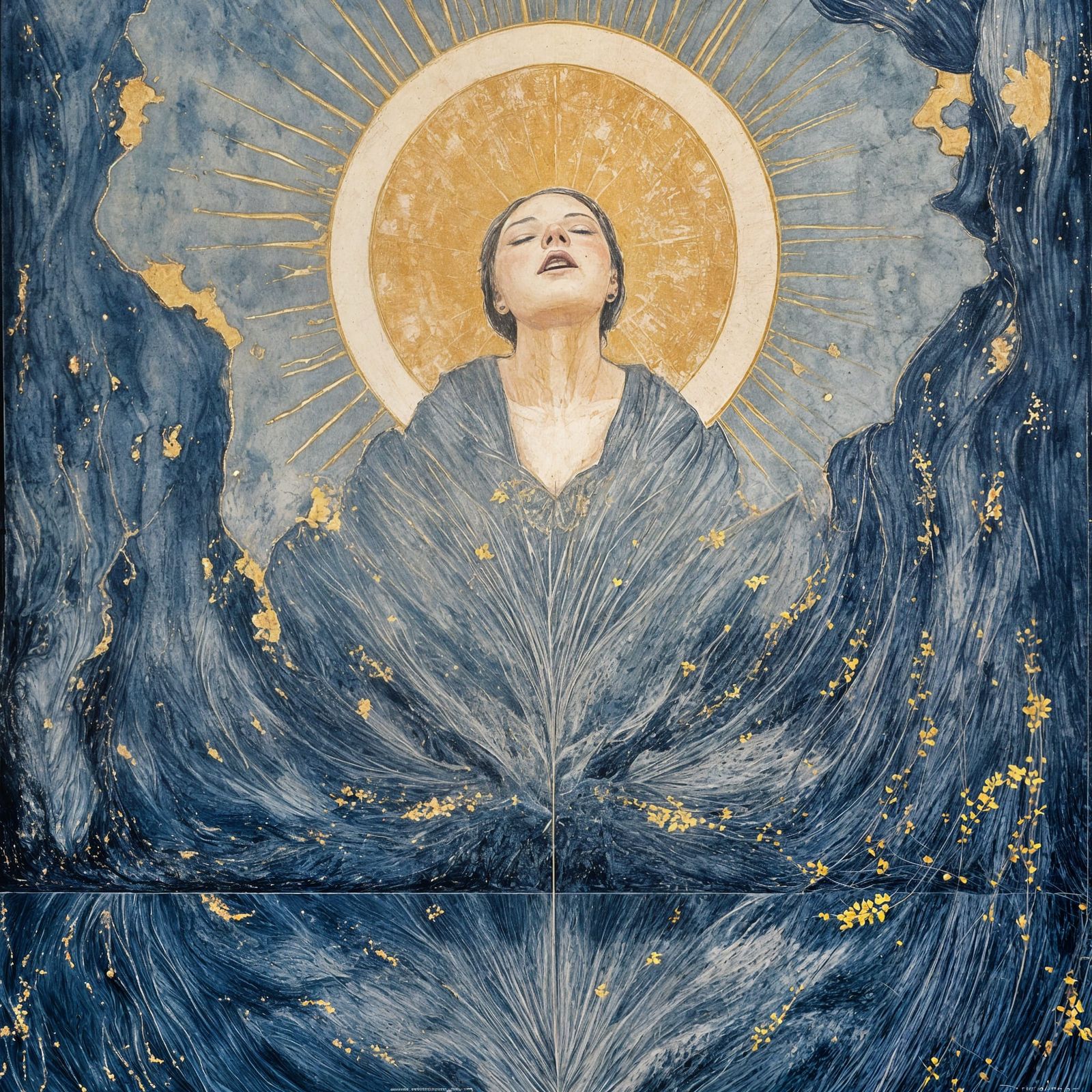 Abstract Surreal Dream: Multiple Lives in Steel Blue