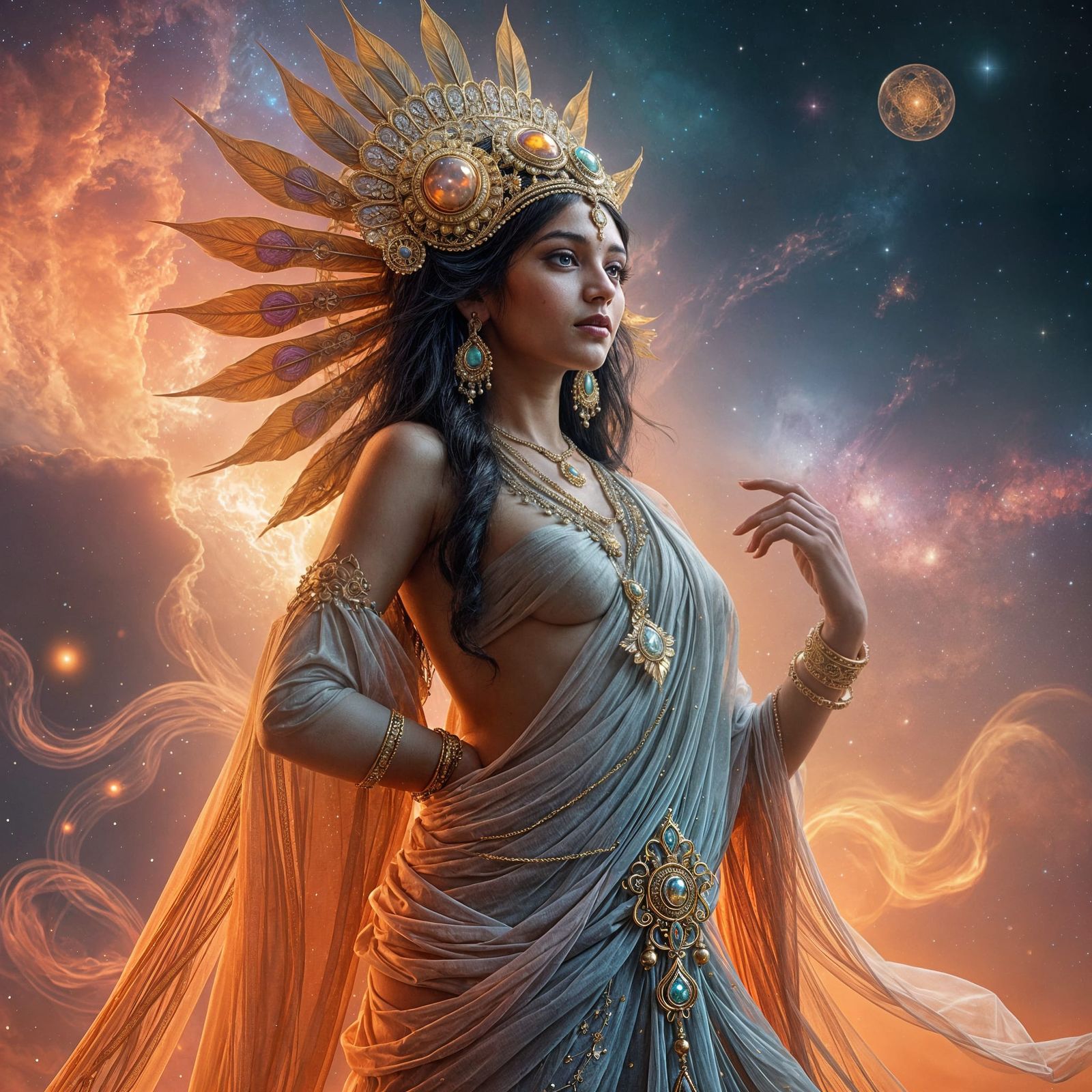 Sri Lankan Goddess in Art Nouveau Style