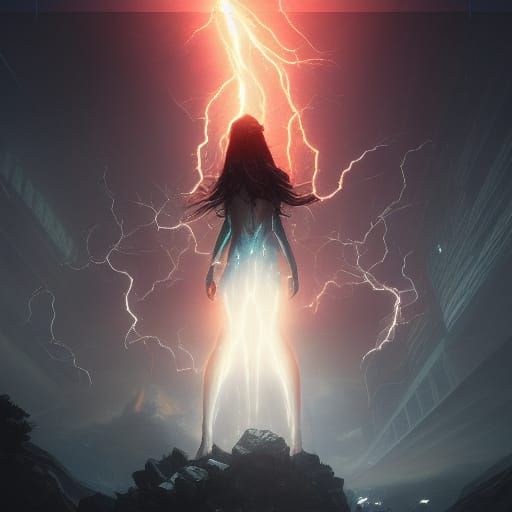 Goddess of Lightning in Dark Fantasy Art