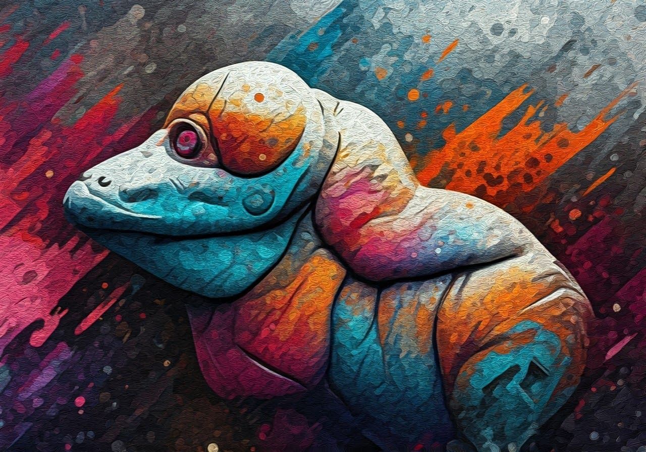 Polychromatic Graffiti Art in Street Art Style