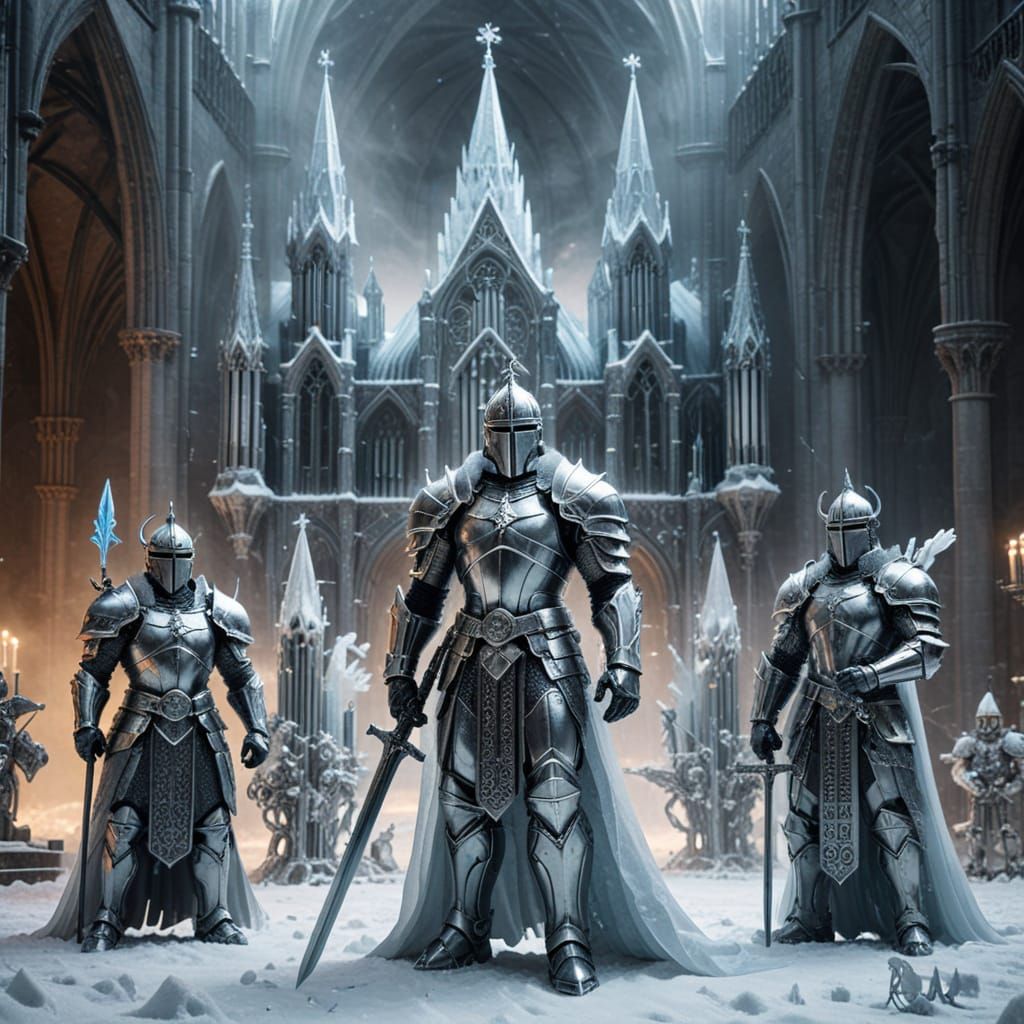Epic Winter Silver Knight Battlefield in Whimsical Winter La...