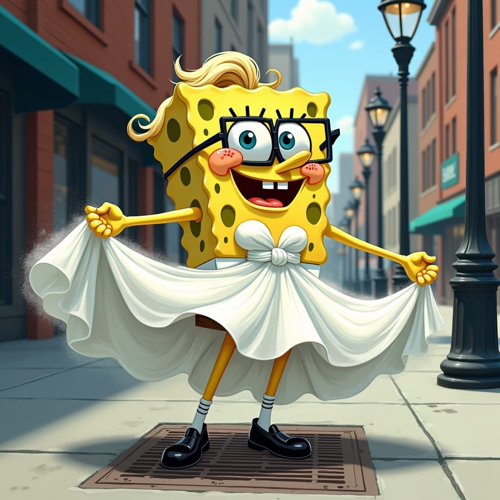 SpongeBob Channels Marilyn Monroe in Vibrant Digital Art